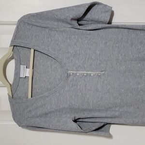 Soft Surroundings Heather Gray Ribbed Nightgown Medium